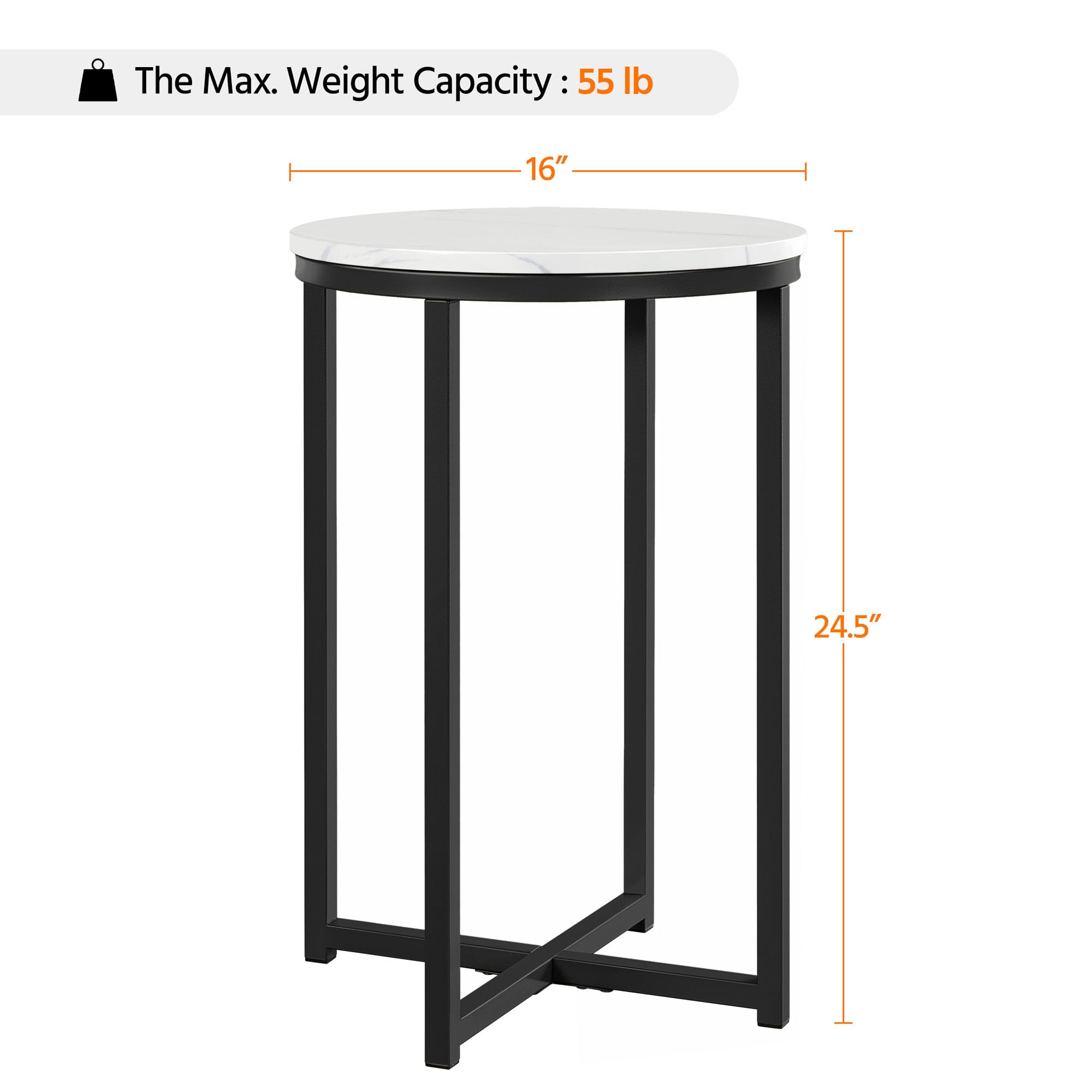 The Max. Weight Capacity: 55 lb

16"

24.5"