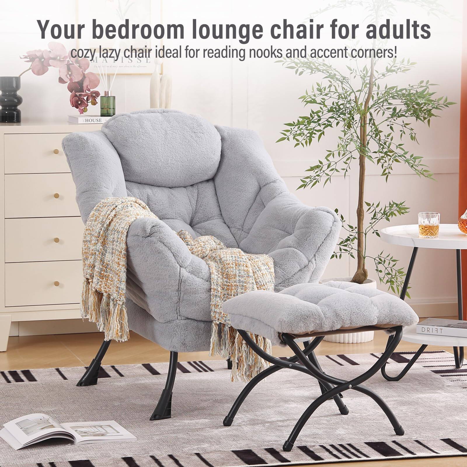 Your bedroom lounge chair for adults cozy lazy chair ideal for reading nooks and accent corners!  
AVISSE HOUSE DRIAT