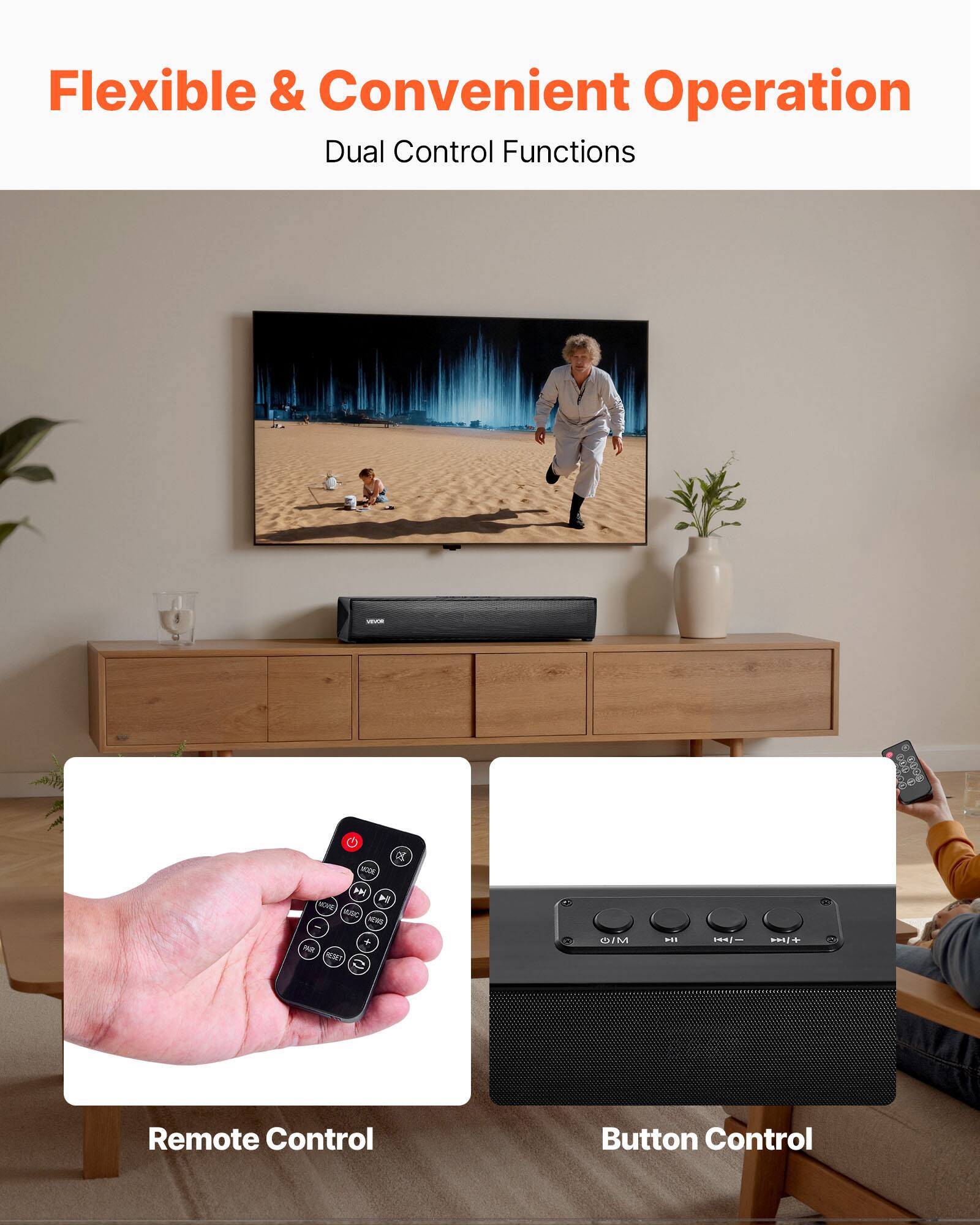 Flexible & Convenient Operation  
Dual Control Functions  

Remote Control  
Button Control