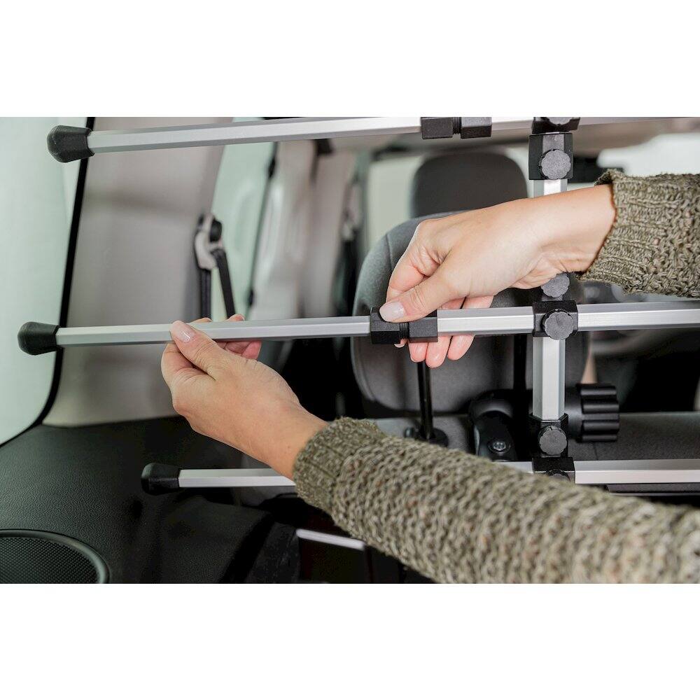 Alt View 5. TRIXIE - Adjustable Aluminum Grid Back Seat Pet Barrier for Dogs - Silver/Black.