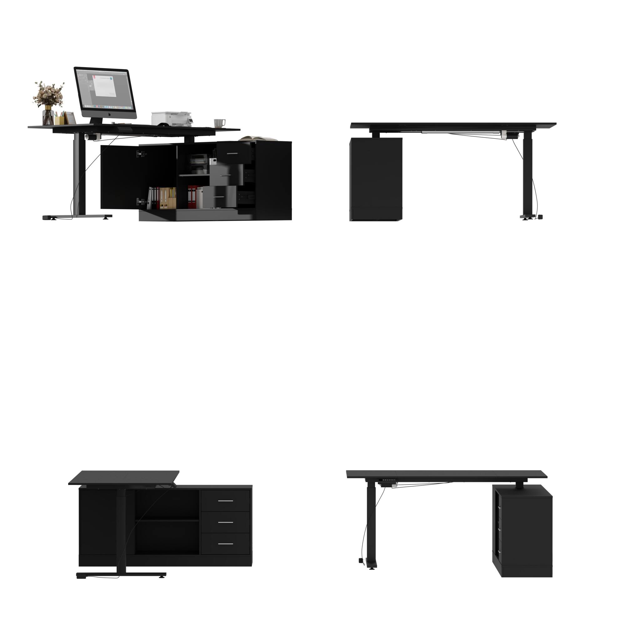 Angle. FUFU & GAGA - FUFU&GAGA Electric Height - Adjustable Desk – Ergonomic Office Workstation - Black.