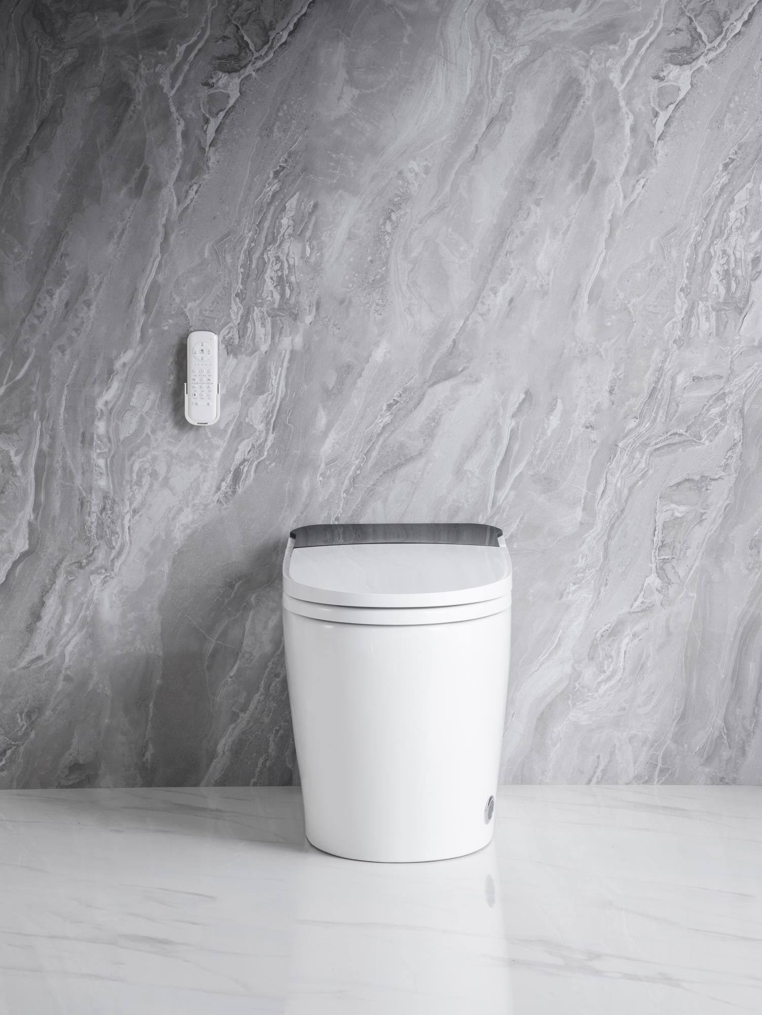 Alt View 5. Boyel Living - Elongated Smart Toilet Heated Bidet Seat Foot Sensor Auto Open Close Auto Flush Night Light Warm Water Dryer White - White.