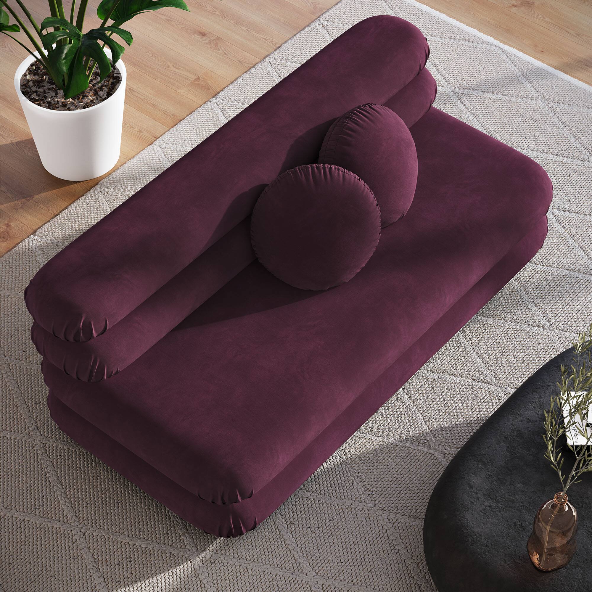 Alt View 7. Modway - Jubilee Modular Performance Velvet Armless Loveseat by Modway - Mulberry.