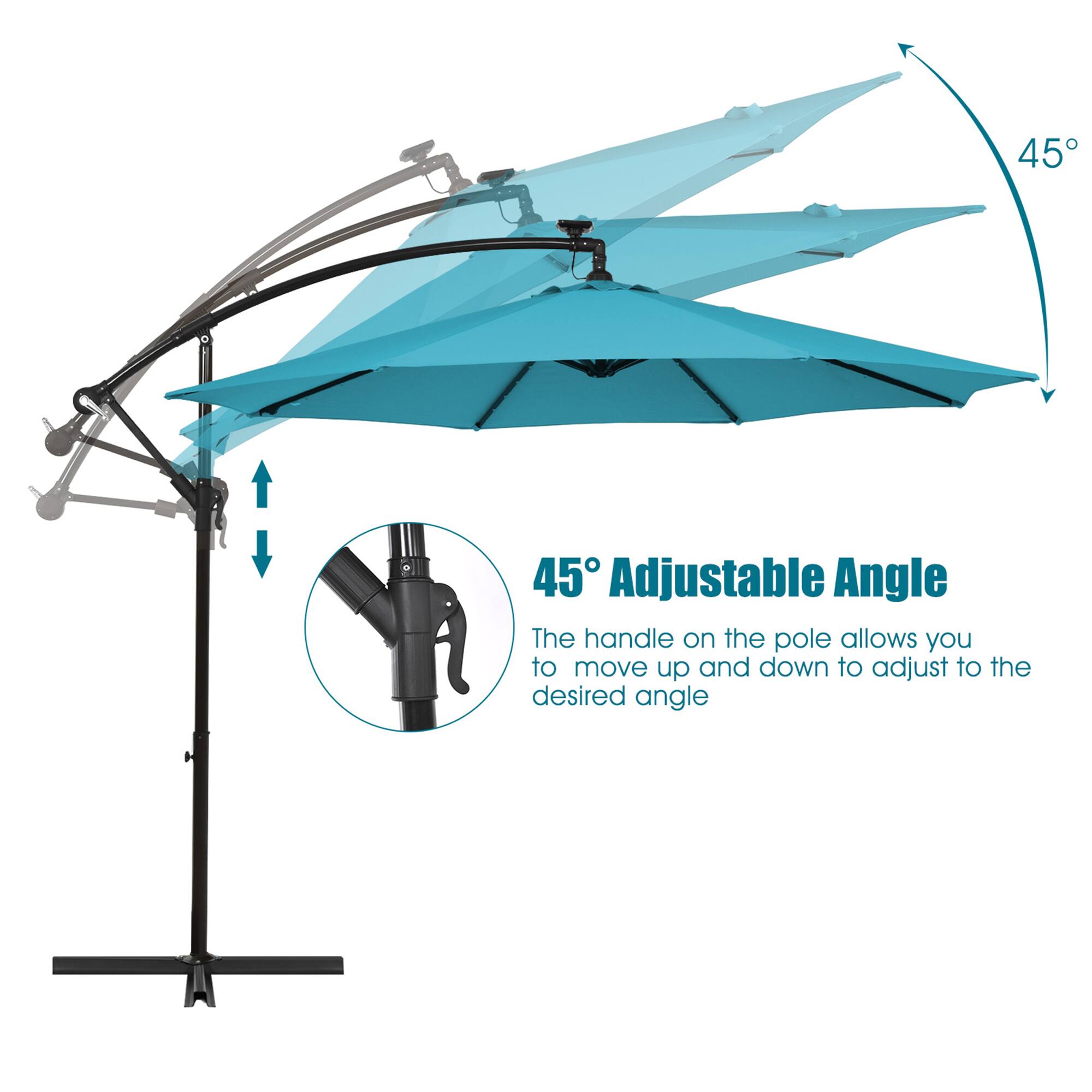 45° Adjustable Angle

The handle on the pole allows you to move up and down to adjust to the desired angle