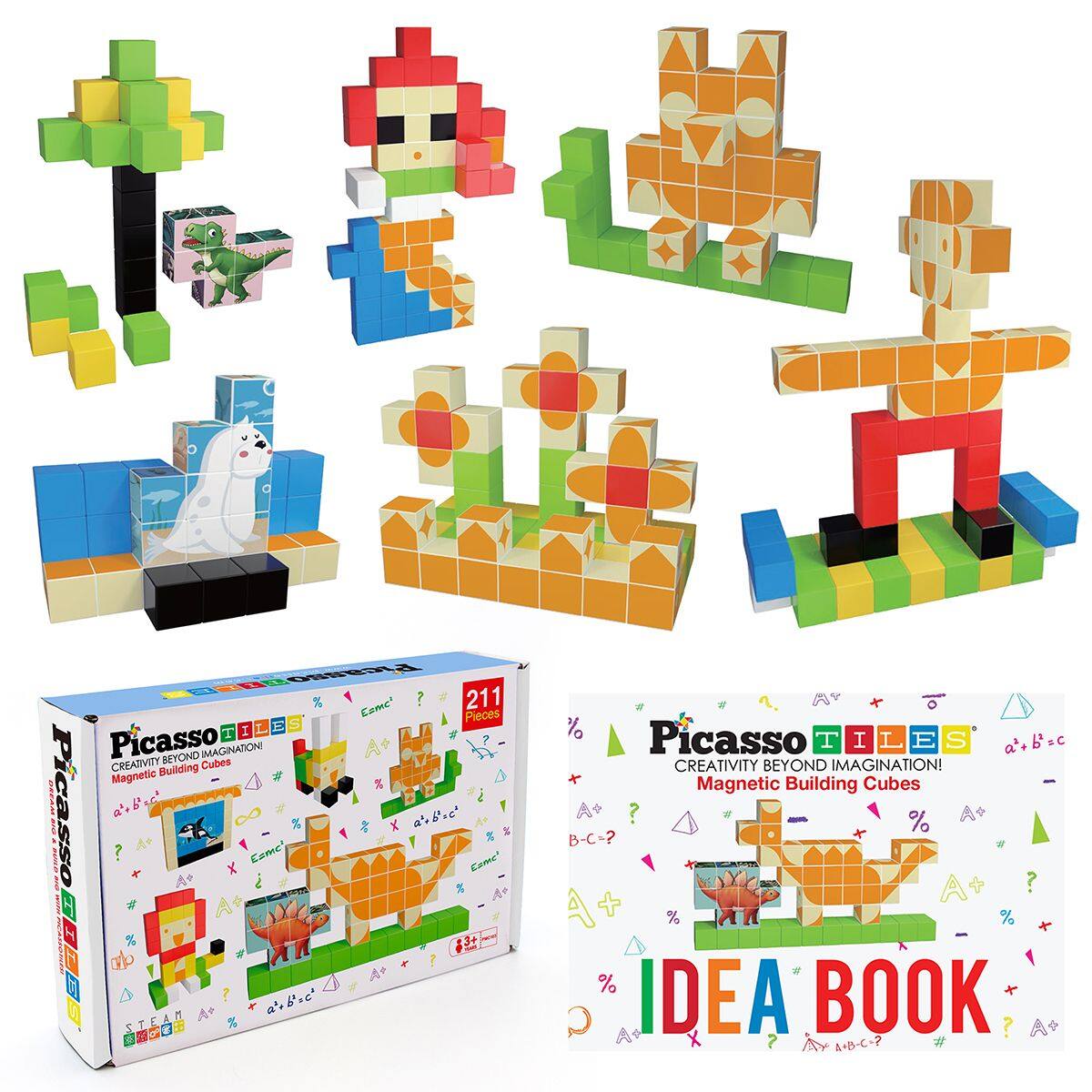 Picasso Tiles  
Creativity Beyond Imagination!  
Magnetic Building Cubes  

211 Pieces  

Picasso Tiles  
Creativity Beyond Imagination!  
Magnetic Building Cubes  

Idea Book