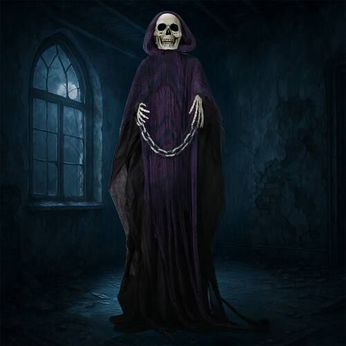 Alt View 9. Winado - Halloween 6FT Scary Grim Reaper with Chains, Spooky Skeleton Ghost Prop Decoration for Indoor Outdoor Holiday Garden - Black.