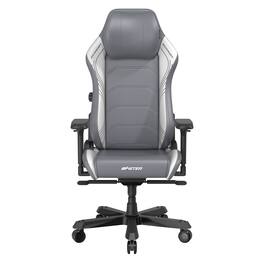 DXRacer - Master Series Gaming Chair – Lines, Premium PU Leather with Built-In Lumbar Support & 4D Armrests - Gray and White