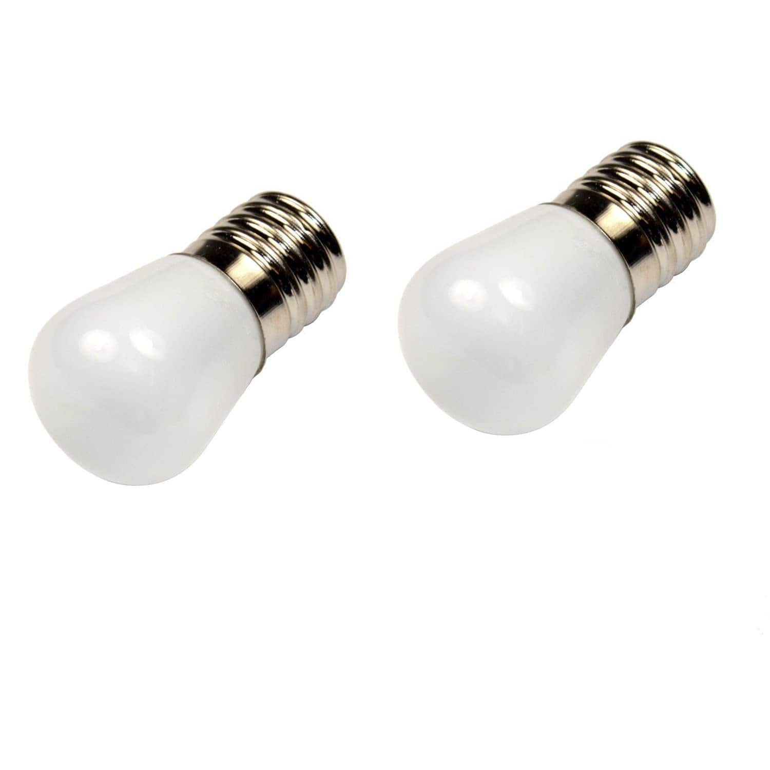 HQRP - E17 Base LED Bulbs 2-Pack 1 W 110 V Cool White 6500 K for Refrigerator Freezer Microwave Range Hood
