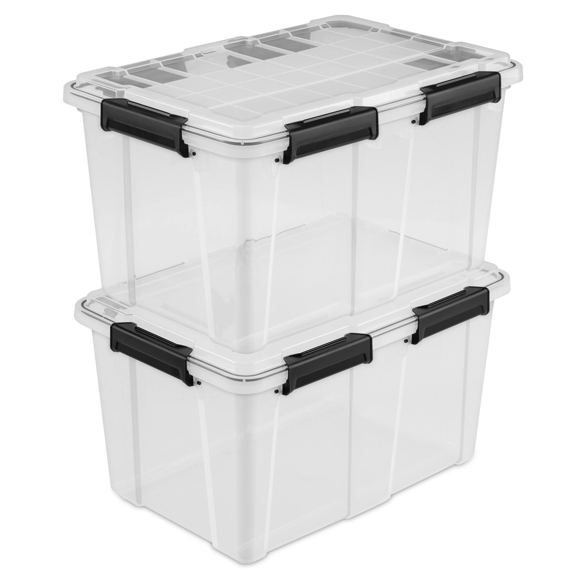 Alt View 8. Sterilite - Sterilite 54 Qt Gasket Box, Stackable Storage Container with Lids, Black, 8 Pack - Clear.