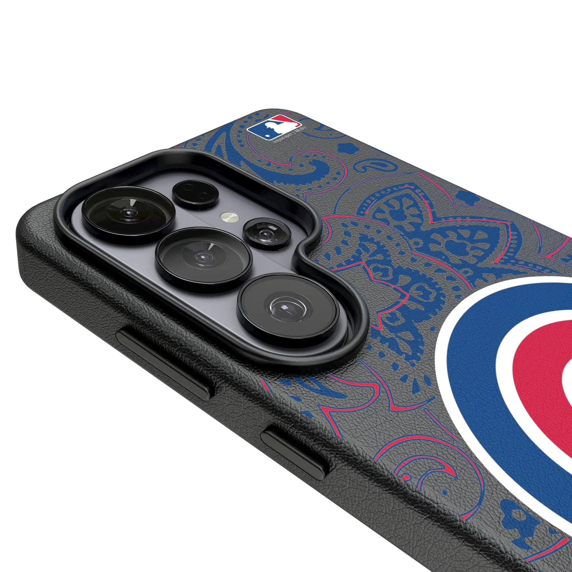 Alt View 2. Keyscaper - Chicago Cubs Paisley Galaxy Magnetic Bump Case - S25 Ultra - Black.