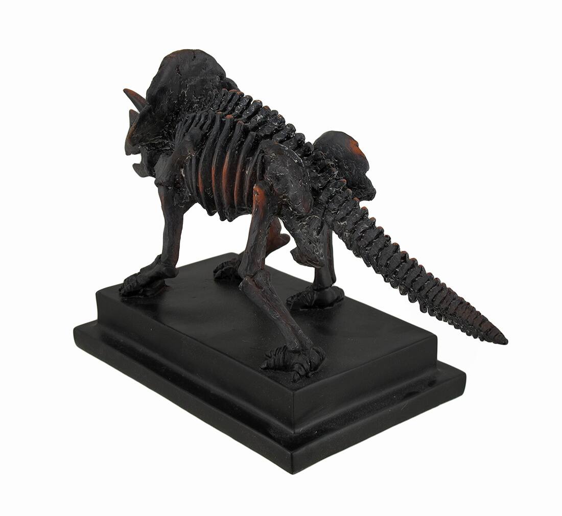 Alt View 3. Zeckos - Antique Bronze Finish Mounted Triceratops Skeleton Statue - Bronze.