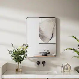 PAIHOME - Black Metal Framed Bathroom Mirror for Wall, Vanity Mirror for Modern Decorative - 16" x 24"