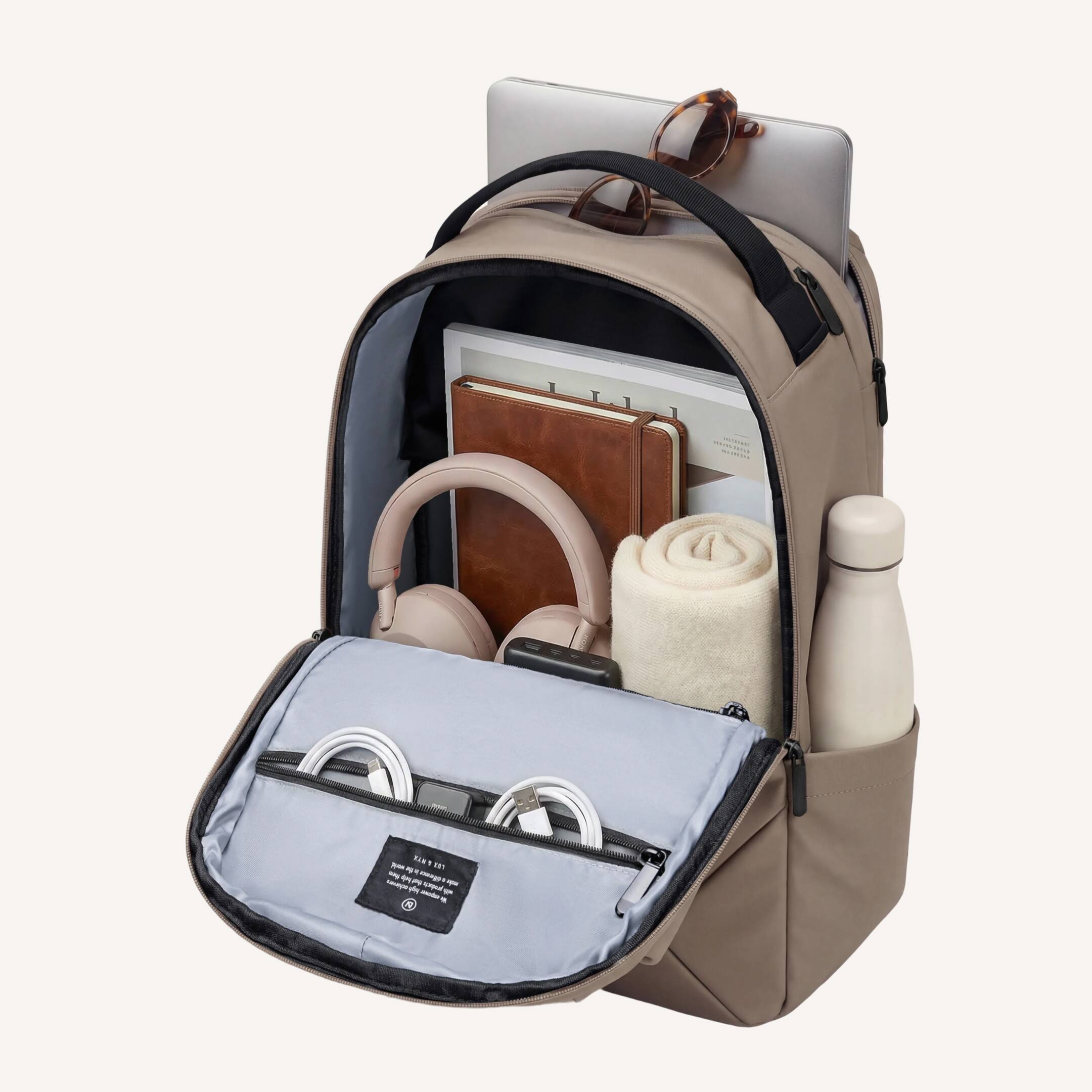 Back. Lux & Nyx - Lux & Nyx - Origami 16" Laptop Backpack - Champagne Taupe - Champagne Taupe.