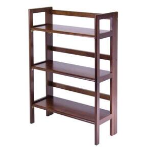 SlickBlue - Distressed 3-Tier Stackable Folding Bookcase for Bedroom or Living Room - Walnut