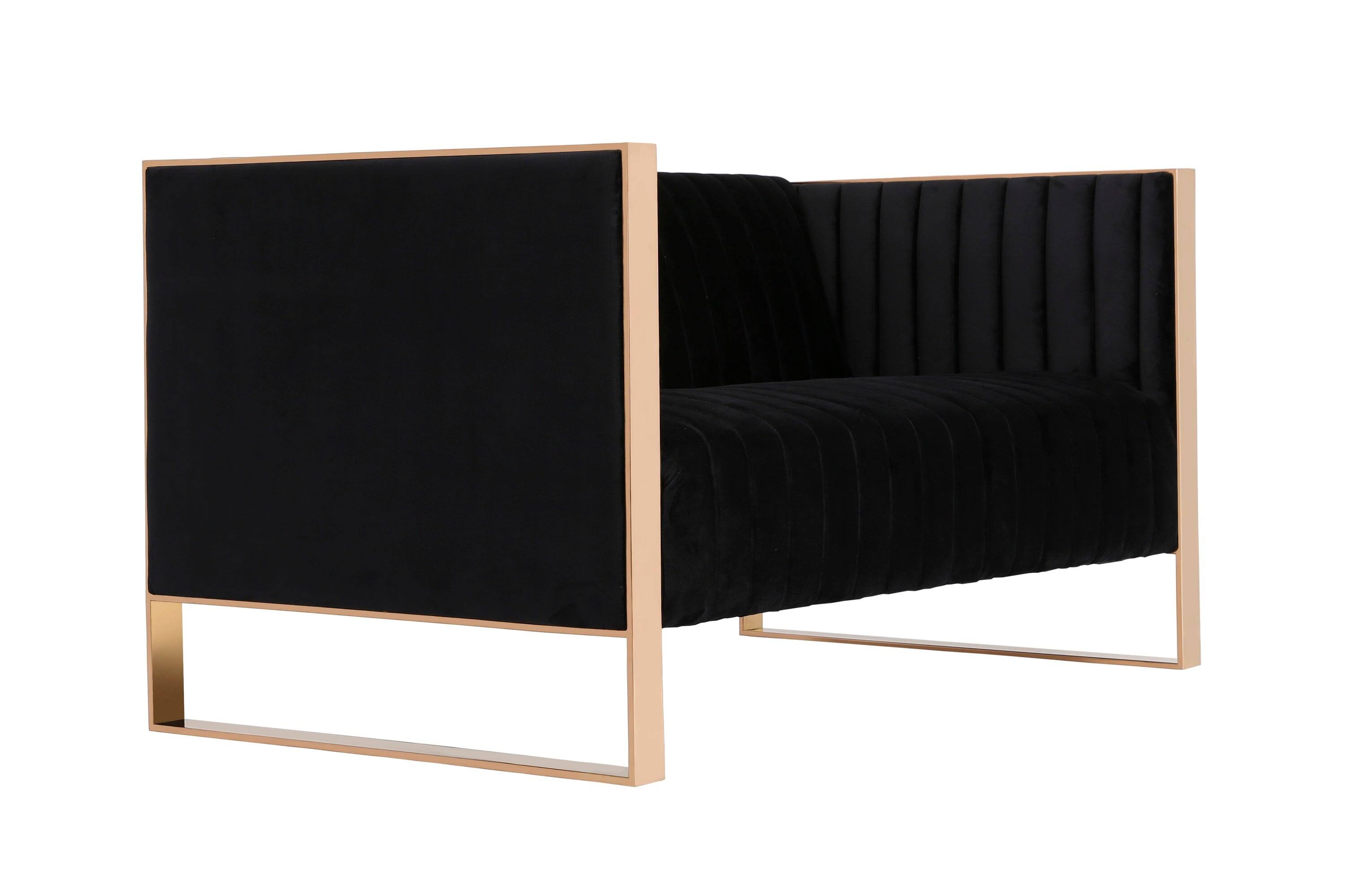 Back. Manhattan Comfort - Trillium Mid-Century Modern 57" Velvet Loveseat - Black.