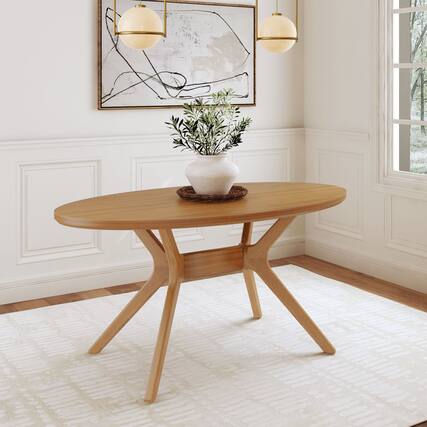 Front. Plank+Beam - Verso Oval Dining Table (62 x 34in / 1570 x 872mm), Pecan - Pecan.