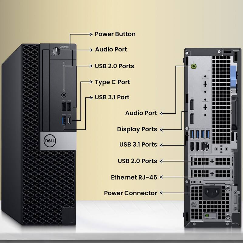 Power Button  
Audio Port  
USB 2.0 Ports  
Type C Port  
USB 3.1 Port  
Audio Port  
Display Ports  
USB 3.1 Ports  
USB 2.0 Ports  
Ethernet RJ-45  
Power Connector
