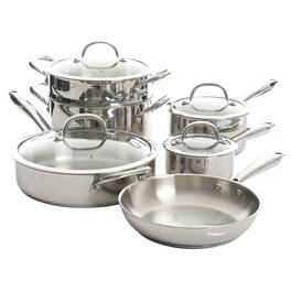Kenmore - Elite Devon 10 Piece Heavy Gauge Stainless Steel Cookware Set - Silver