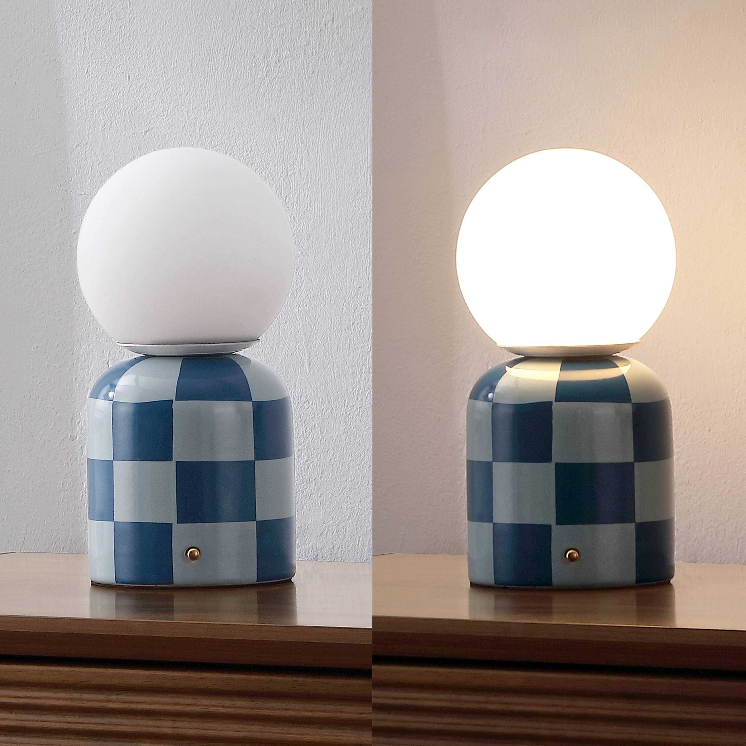 Alt View 6. Jonathan Y - Zira 10 in. Ceramic Rechargeable Cordless Portable Dimmable with Frosted Globe Shade LED Table Lamp Light Blue/Dark Blue - Light Blue/Dark Blue.