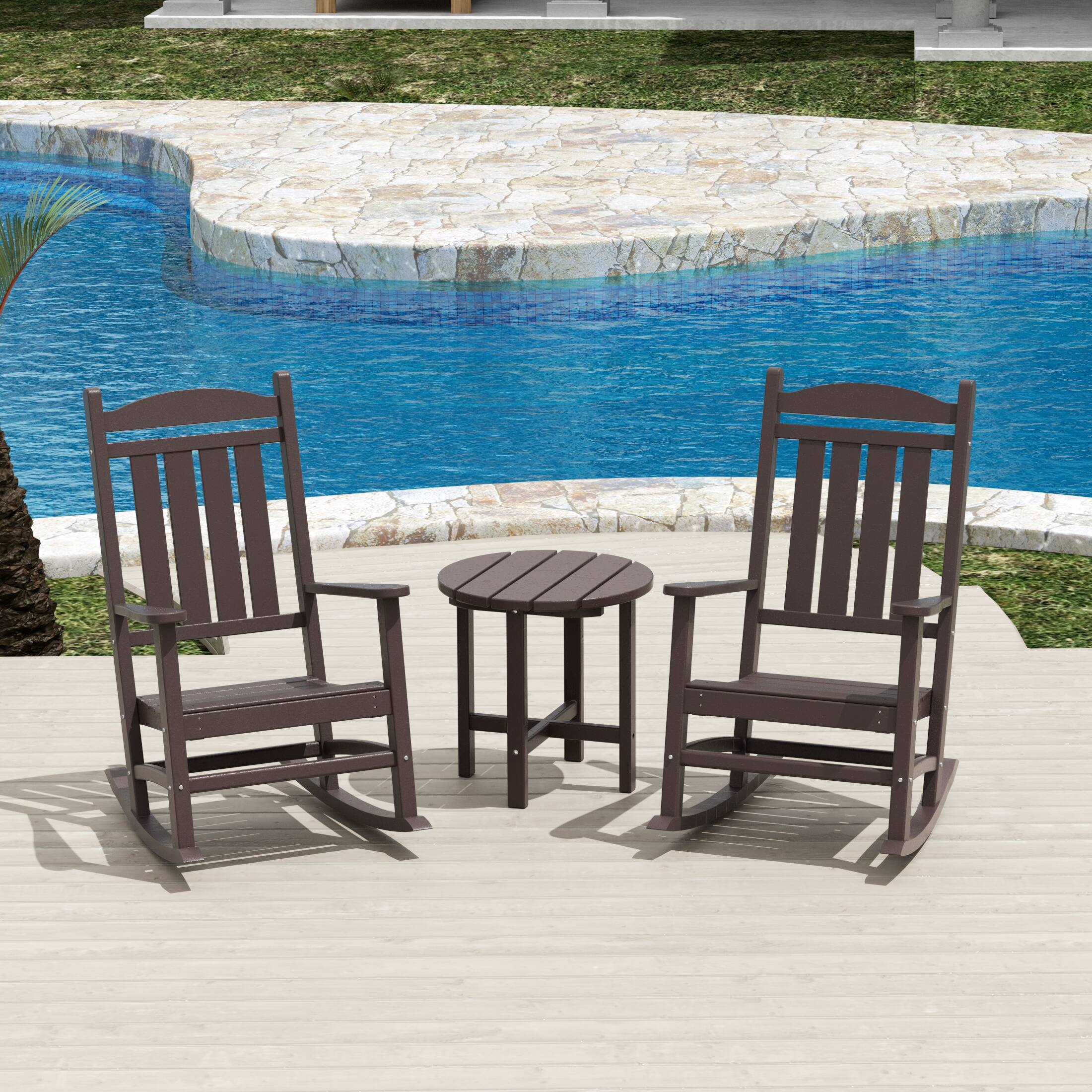 Angle. WestinTrends - WestinTrends Malibu 3-Piece set Outdoor / Patio rocking chairs with a side table ( 2 seater ) - Dark Brown.