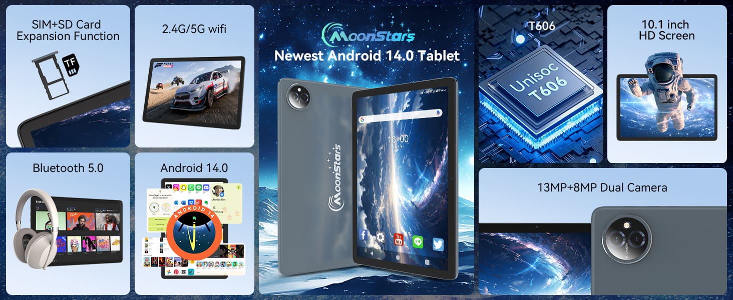 MEIZE 2026 Latest 11 Inch Android 14 Tablet, 128GB ROM+16(8+8)GB