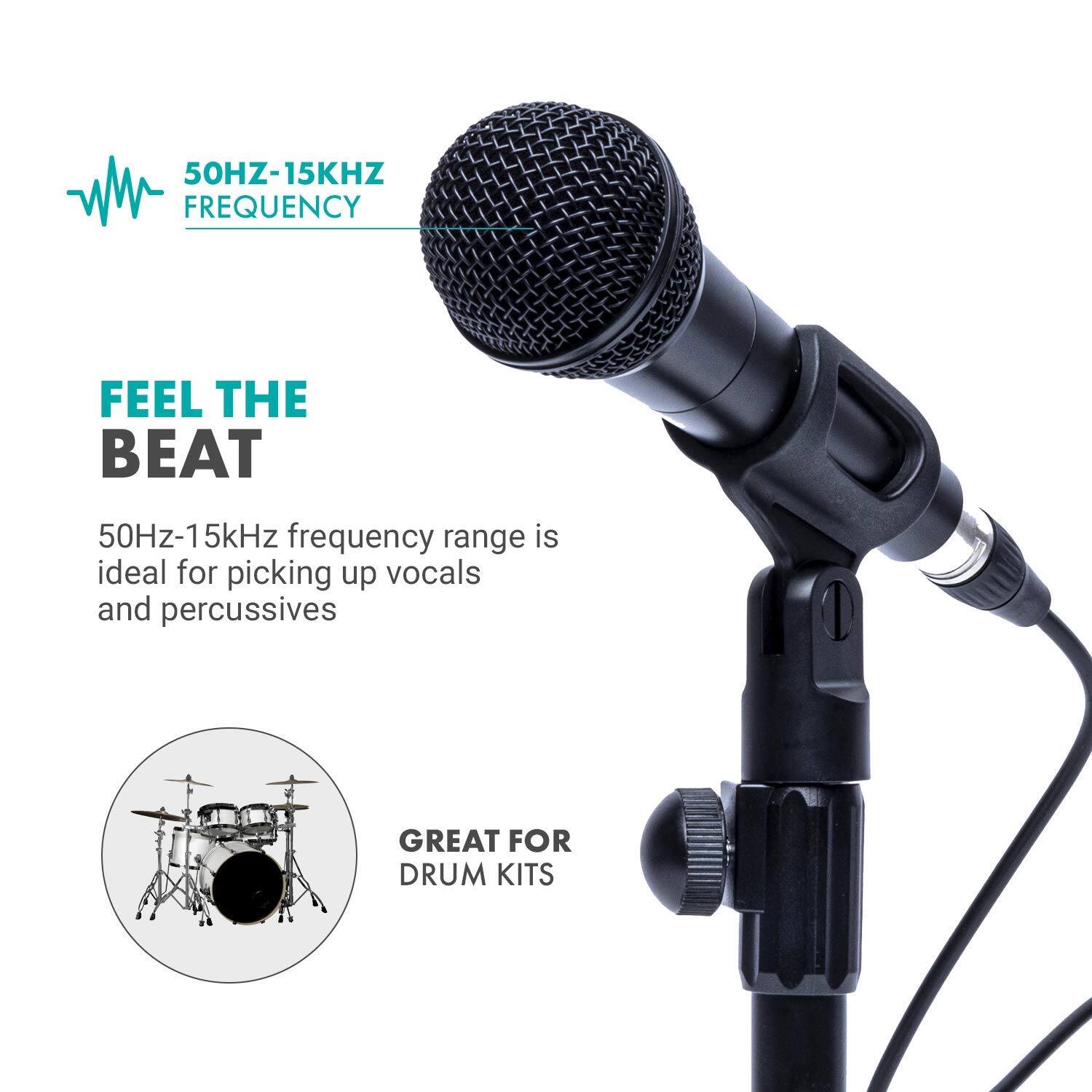 50HZ-15KHZ FREQUENCY

FEEL THE BEAT

50Hz-15kHz frequency range is ideal for picking up vocals and percussives

GREAT FOR DRUM KITS