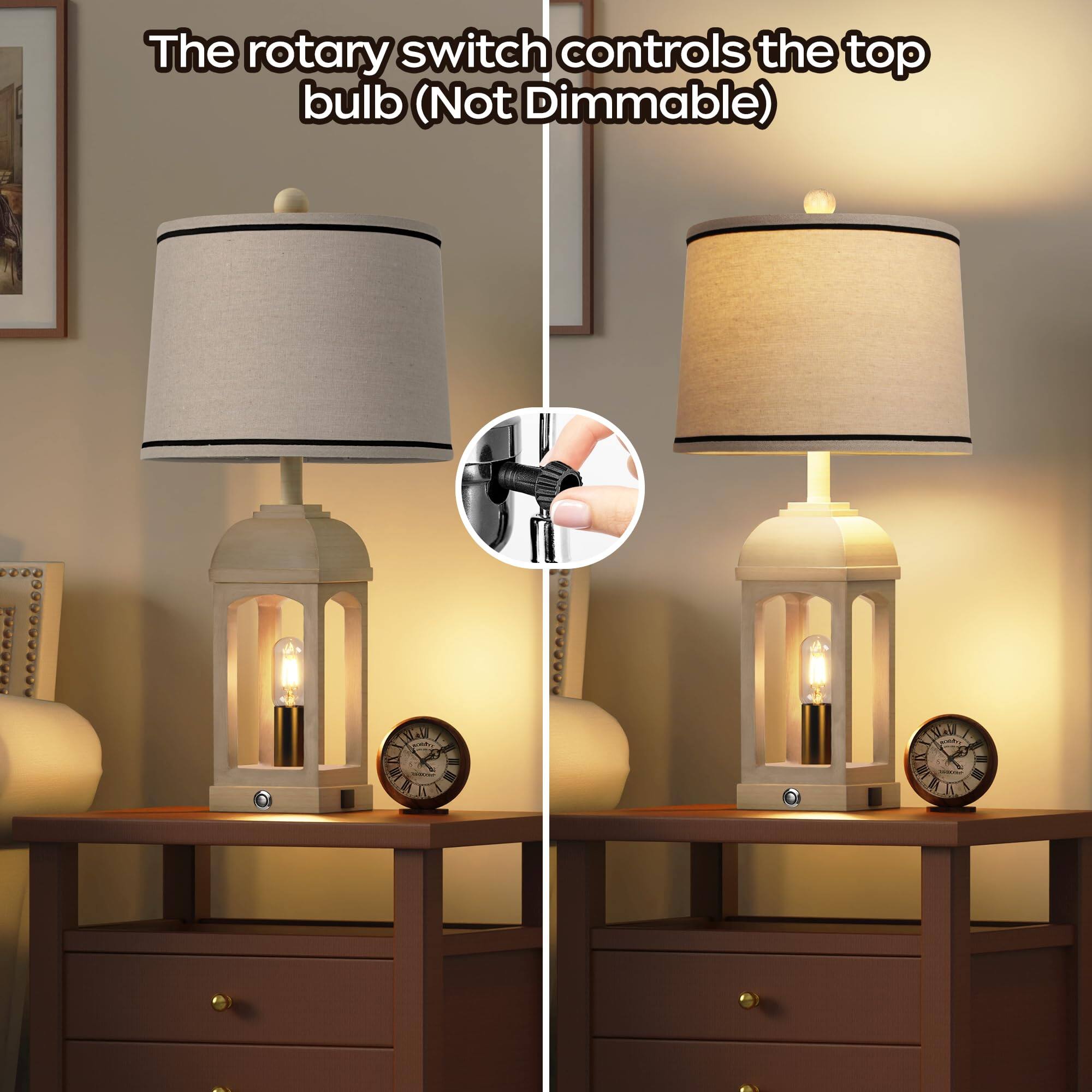 The rotary switch controls the top bulb (Not Dimmable)