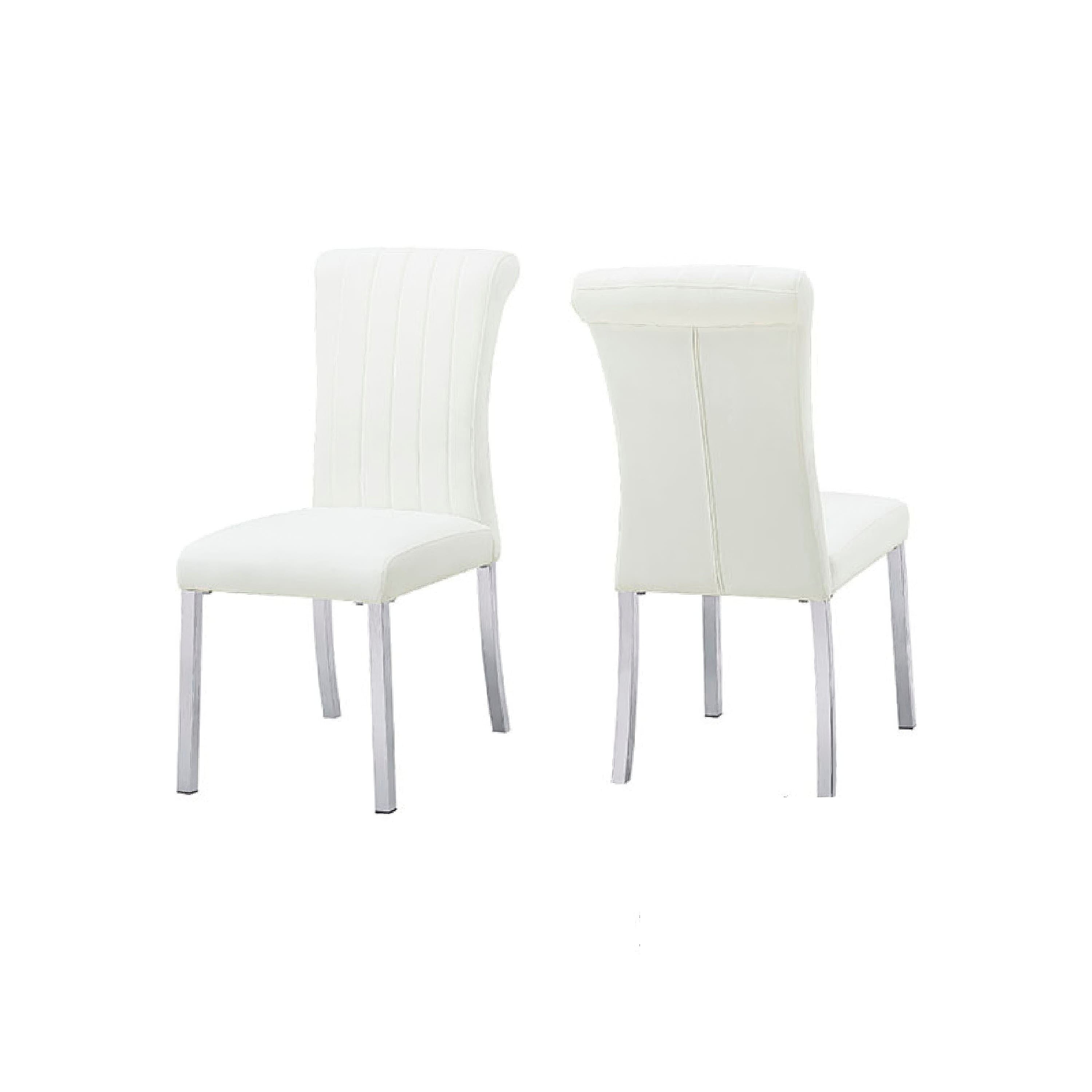 Manhattan Lane - Hols Parson Dining Side Chair Set of 2, Fabric, Steel - Silver, White