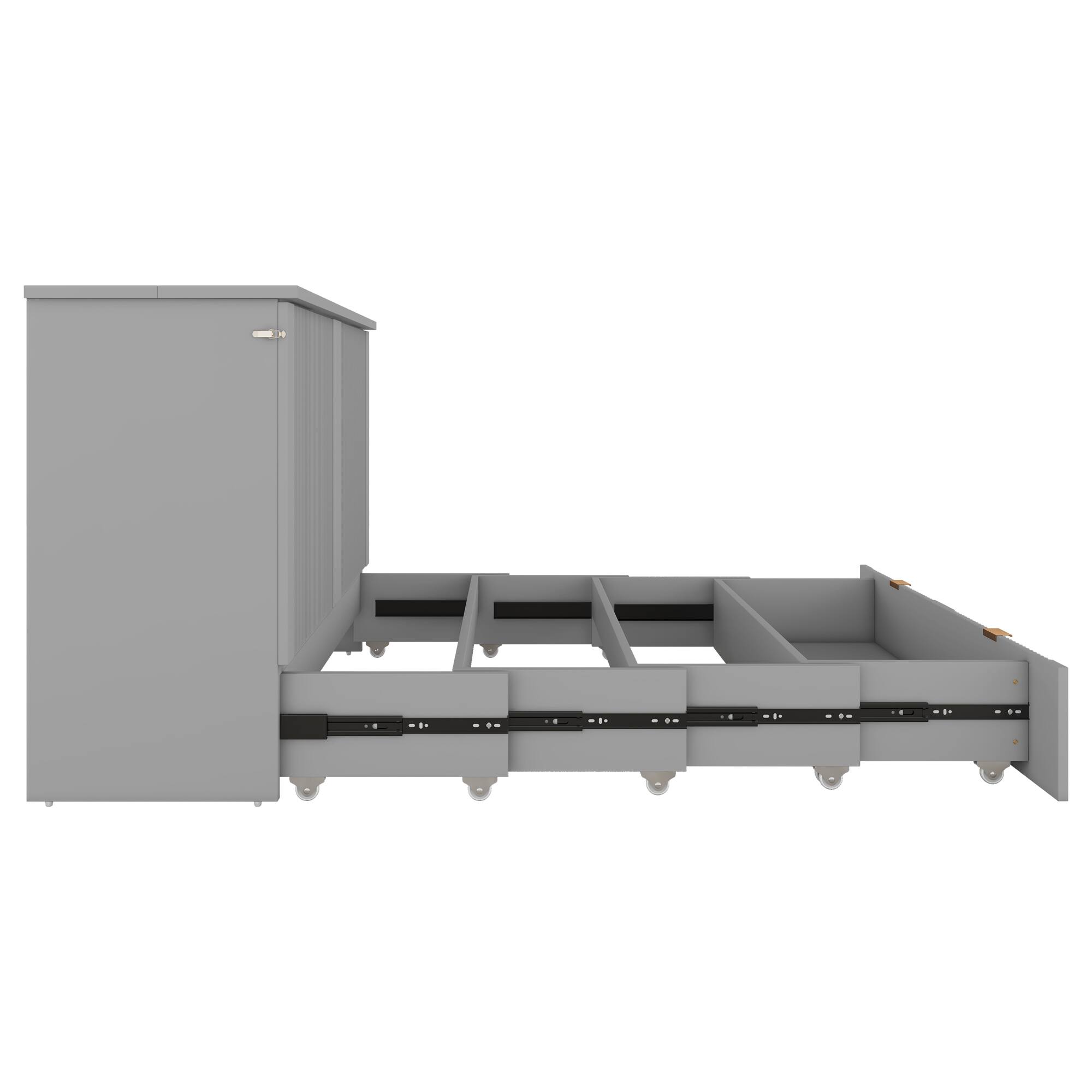 Alt View 2. Tiramisubest - Full Size Murphy Bed, Drawer, Sockets, USB, Pulley, Gray, Plywood - Gray.