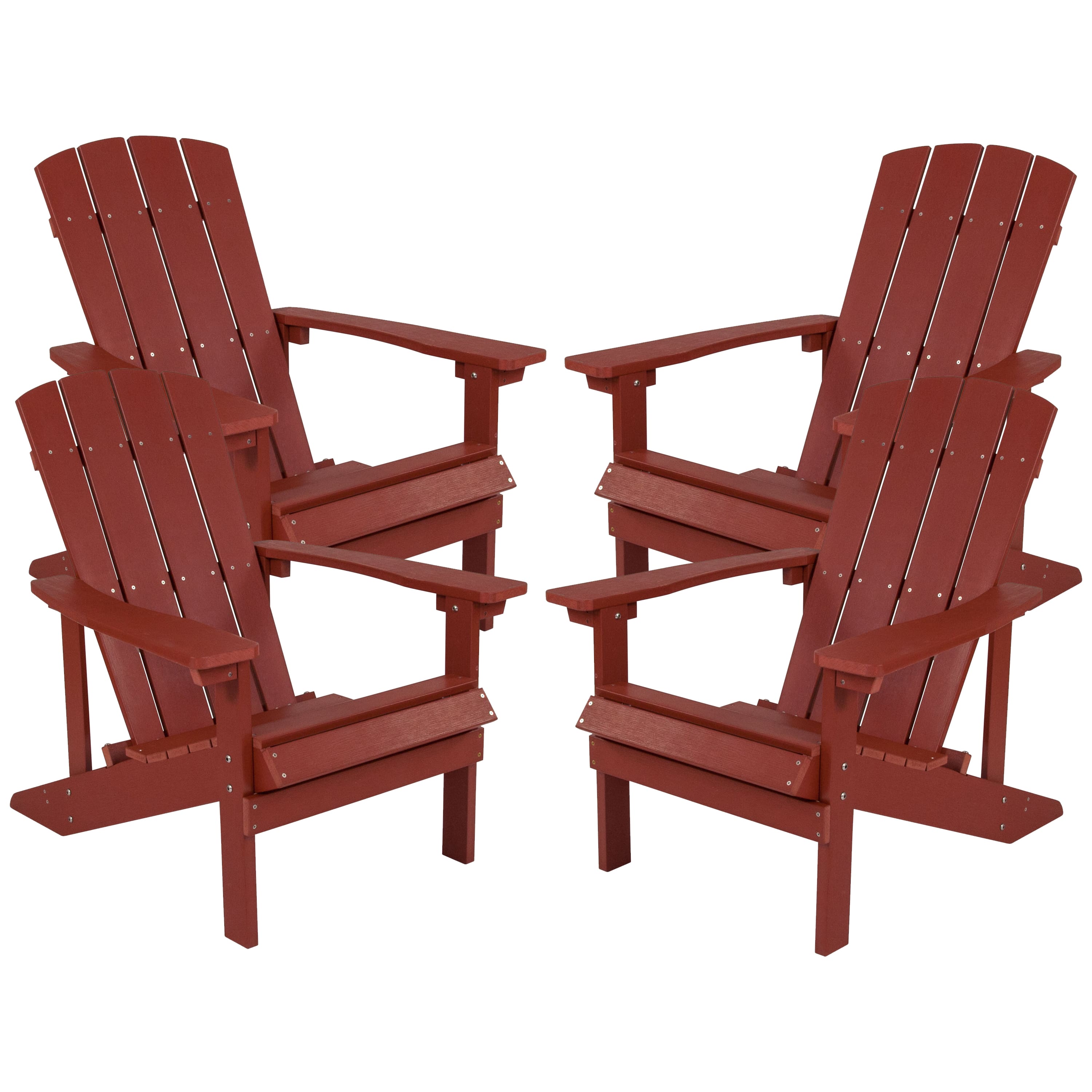 Emma + Oliver - 4 Pack Outdoor All-Weather Poly Resin Wood Adirondack Chairs - Red price history on PriceWatchPro