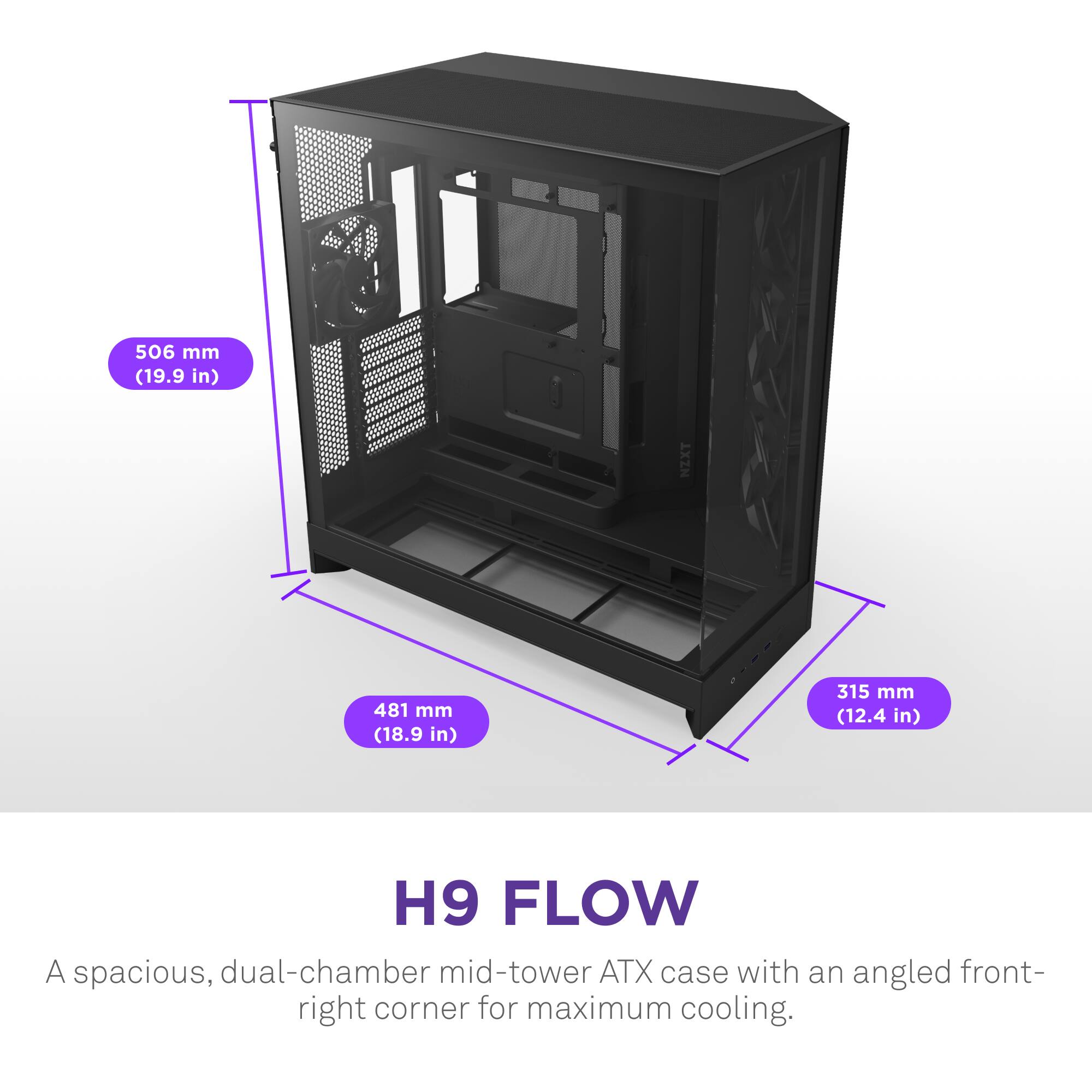 新品未開封　NZXT Flow h9 黒 NZXT H9 Flow 2025 ATX Mid Tower Dual Chamber PC Case Black