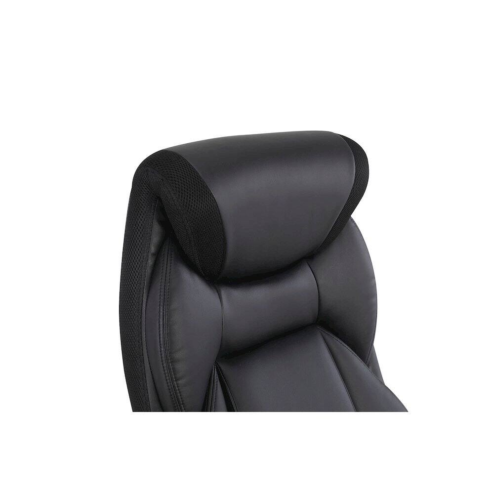 Back. FurniFact - Executive Black Leather Chair – High-Back Work Chair With Silver Base - Black / Silver.