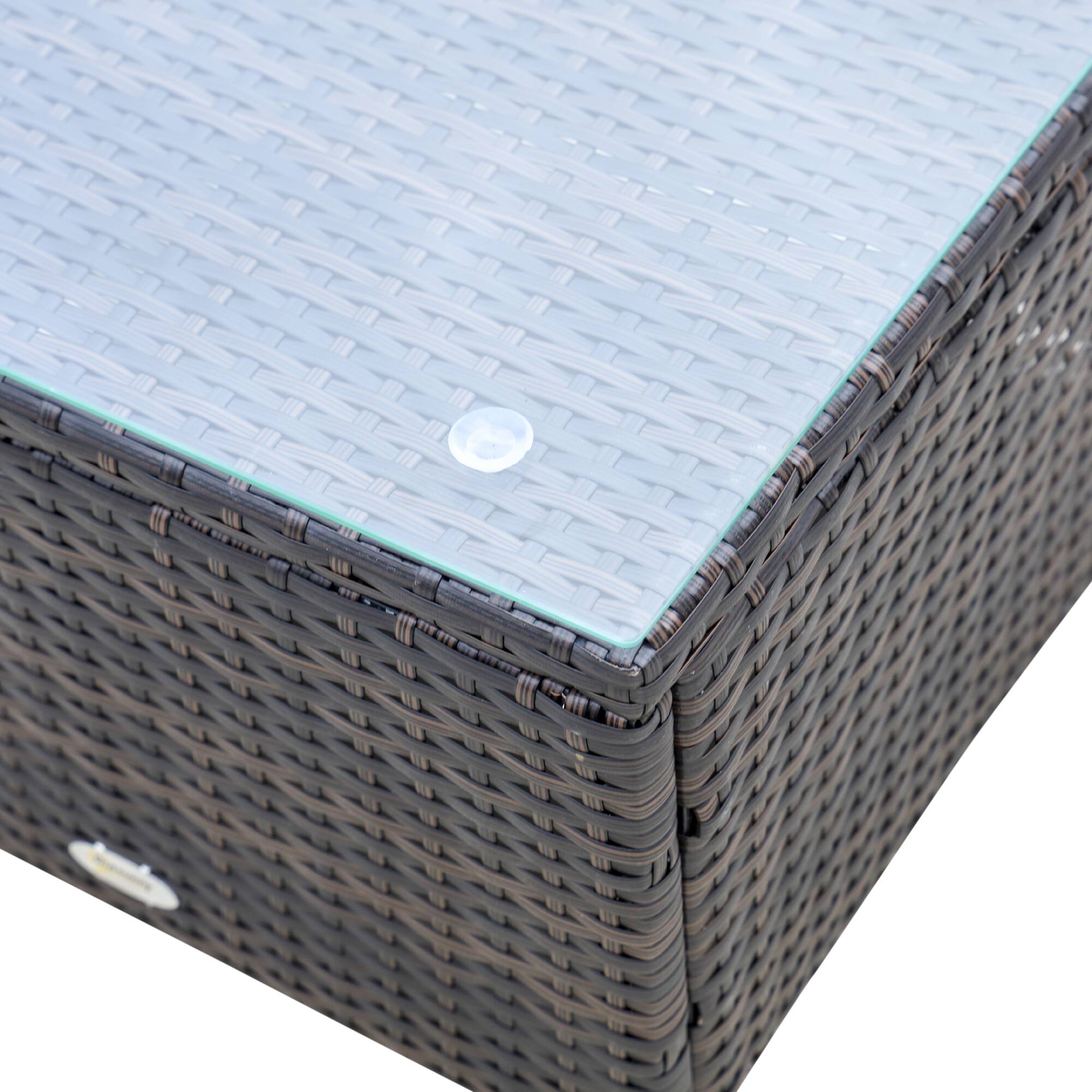 Alt View 7. Outsunny - Chaise Lounge Chair Set of 2 with 5 Angle Backrest, Outdoor Coffee Table, Water Repellent Cushions - Mixed Brown/Cream White.