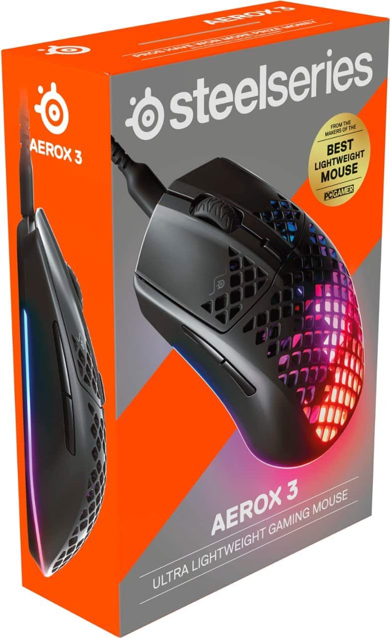 Aerox 3 is a lightweight gaming mouse made by Steelseries. It is known for its ultra lightweight design and is considered one of the best lightweight mice by PCGamer.