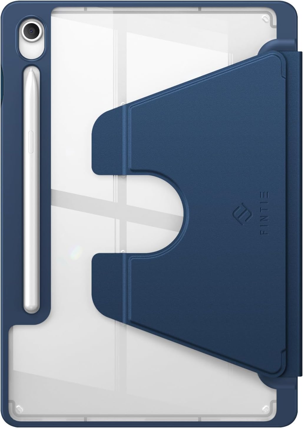 Alt View 5. Fintie - Vertical Stand Case for Samsung Galaxy Tab S10 Lite/S10 FE/S9 FE/S9, Magnetic Ultra-Stable Stand, Clear Back Cover - Blue.