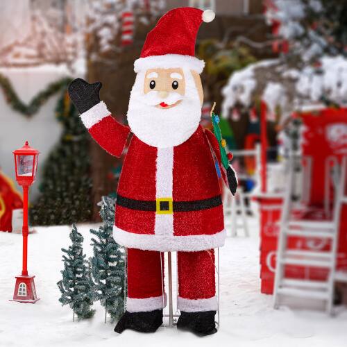 Alt View 7. Winado - Christmas 6FT Santa Waving Hand with LED Lights Pre-lit Pull Up for Xmas Outdoor Holiday Display Party Decorations - Red.