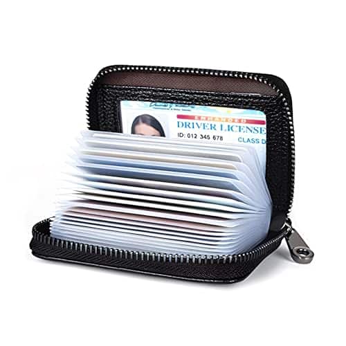 Jadie Link - Leather Credit Card Holder Wallet Rfid Blocking Secure Case Organizer Zipper RFID Blocking Wallet wallet rfid blocking - One Size