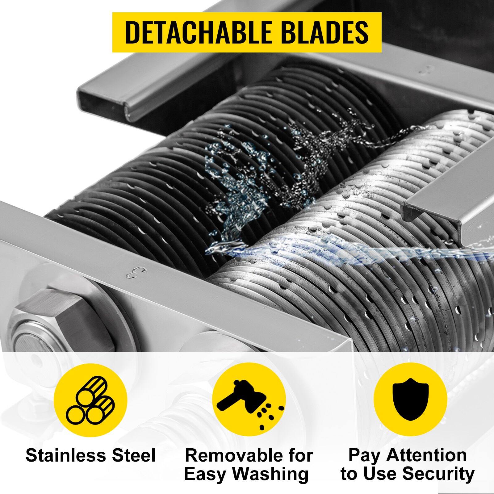 DETACHABLE BLADES

- Stainless Steel
- Removable for Easy Washing
- Pay Attention to Use Security