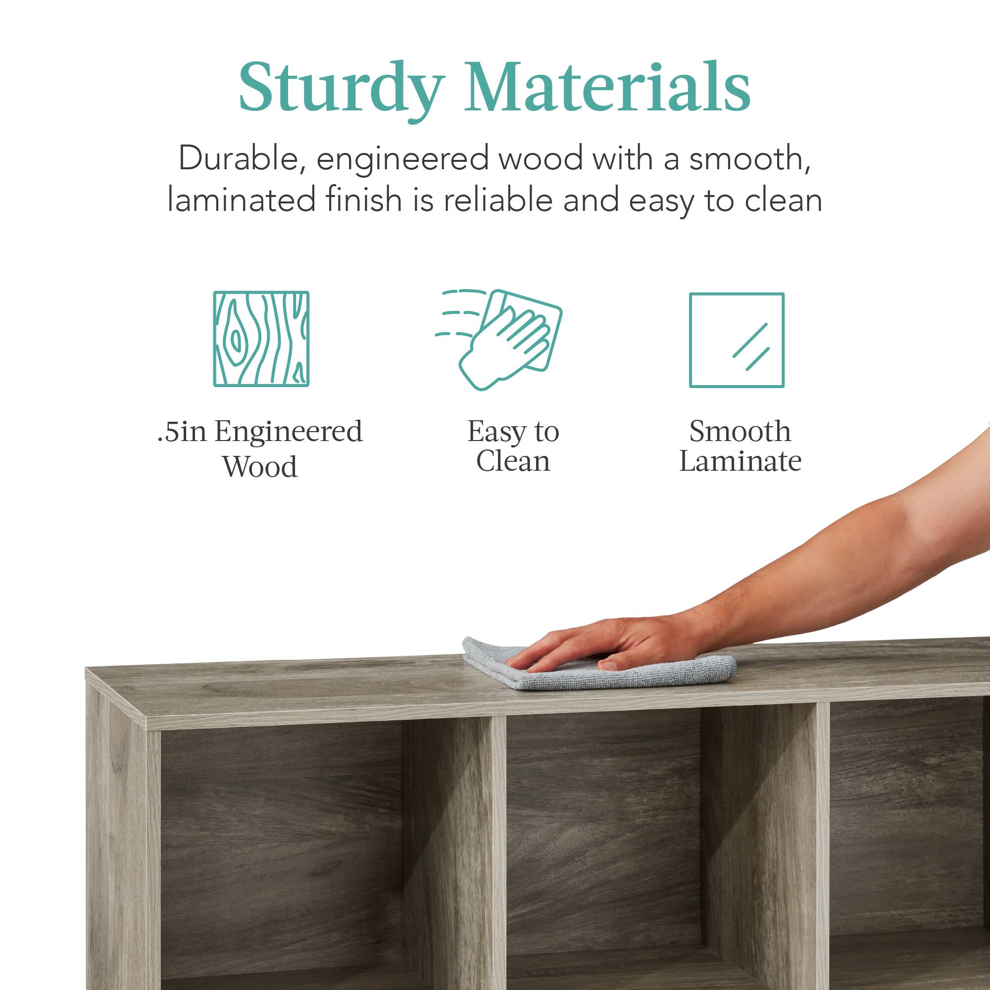 Sturdy Materials: Durable, engineered wood with a smooth, laminated finish is reliable and easy to clean. 

- .5in Engineered Wood
- Easy to Clean
- Smooth Laminate