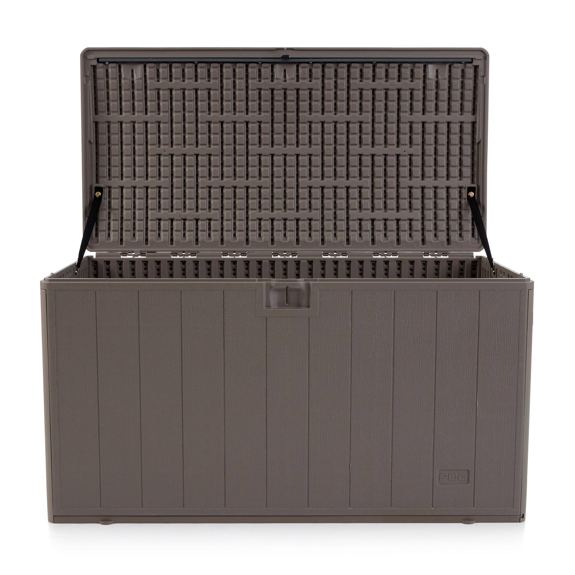 Alt View 5. Plastic Development Group - Plastic Development Group 105 Gallon Outdoor Patio Storage Deck Box, Driftwood - Driftwood.