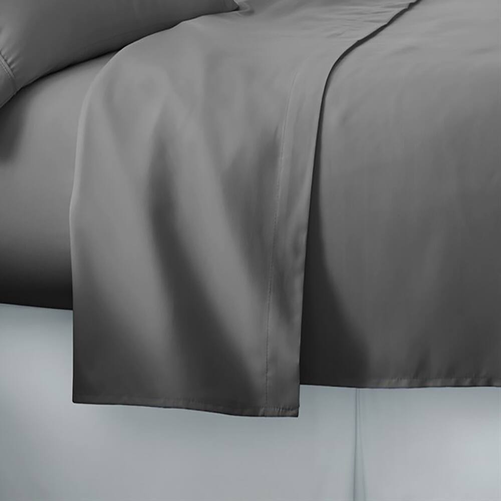 Alt View 2. Plazatex - Plazatex Luxurious Ultra Soft 100% Cotton Moisture Wicking Solid Color 4 Pieces Sheet Set Queen Silver Gray - Silver Gray.