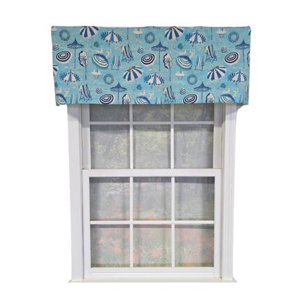 Front. RLF Home - RLF Home 100% Cotton Beach Day Toilored Fully lined Windows Rod Pocket Valance 51" x 16" Blue - Blue.