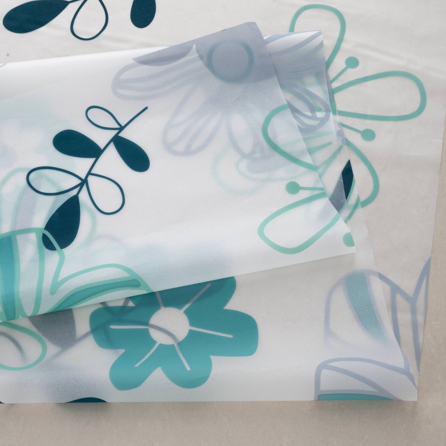 Alt View 1. RT Designers Collection - RT Designers Collection 90GSM Peva Glit Printed Romy Shower Curtain 70" x 72" Blue - Blue.