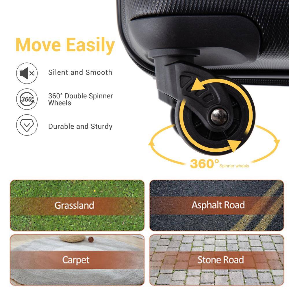 Move Easily

- Silent and Smooth
- 360° Double Spinner Wheels
- Durable and Sturdy

360° Spinner wheels

Grassland
Asphalt Road
Carpet
Stone Road