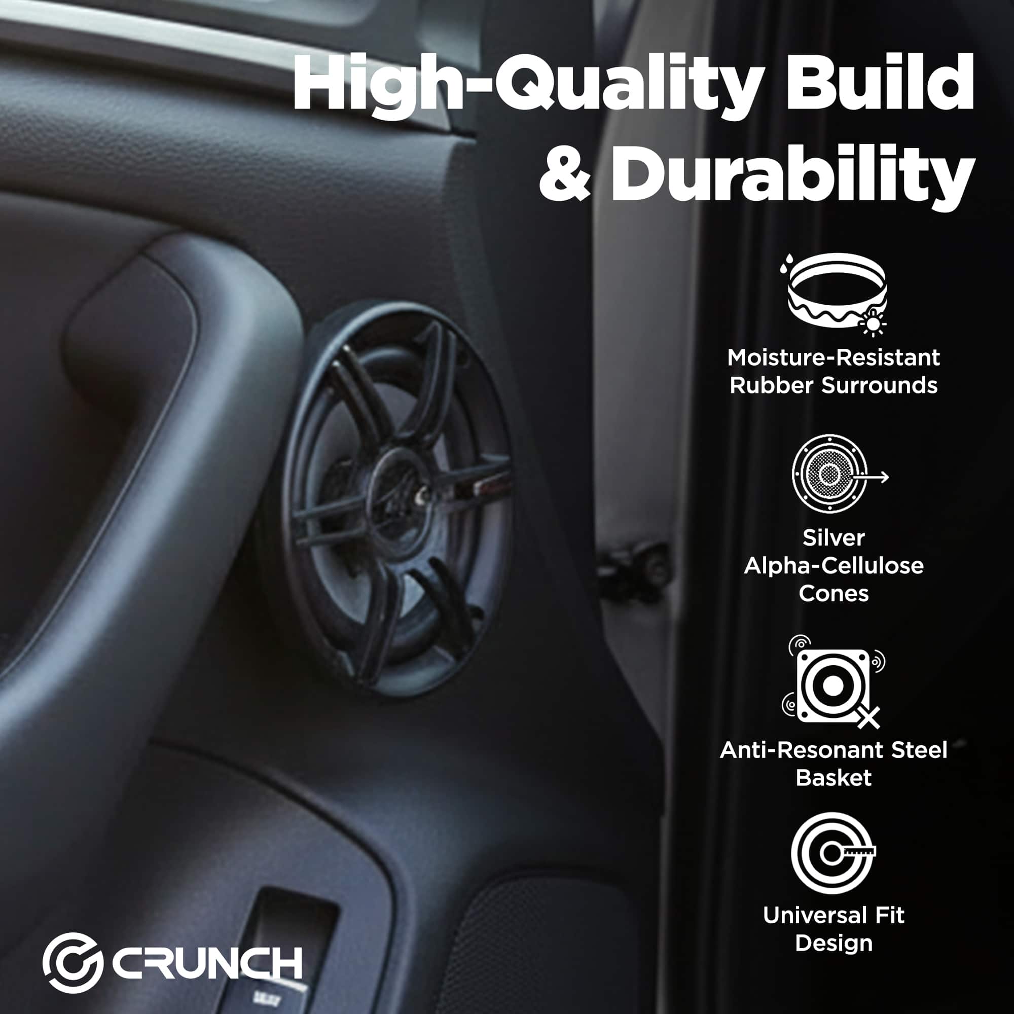 Crunch CS 653 300 Watts 6.5 Inch 3 Way 4 Ohms Car CS Speakers, 2