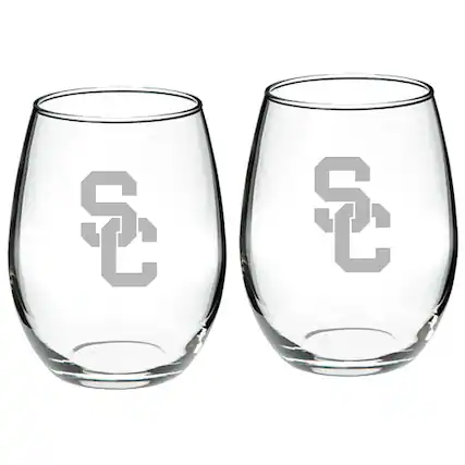 Front. Jardine - USC Trojans 2-Piece 21oz. Stemless Wine Glass Set - Multicolor.