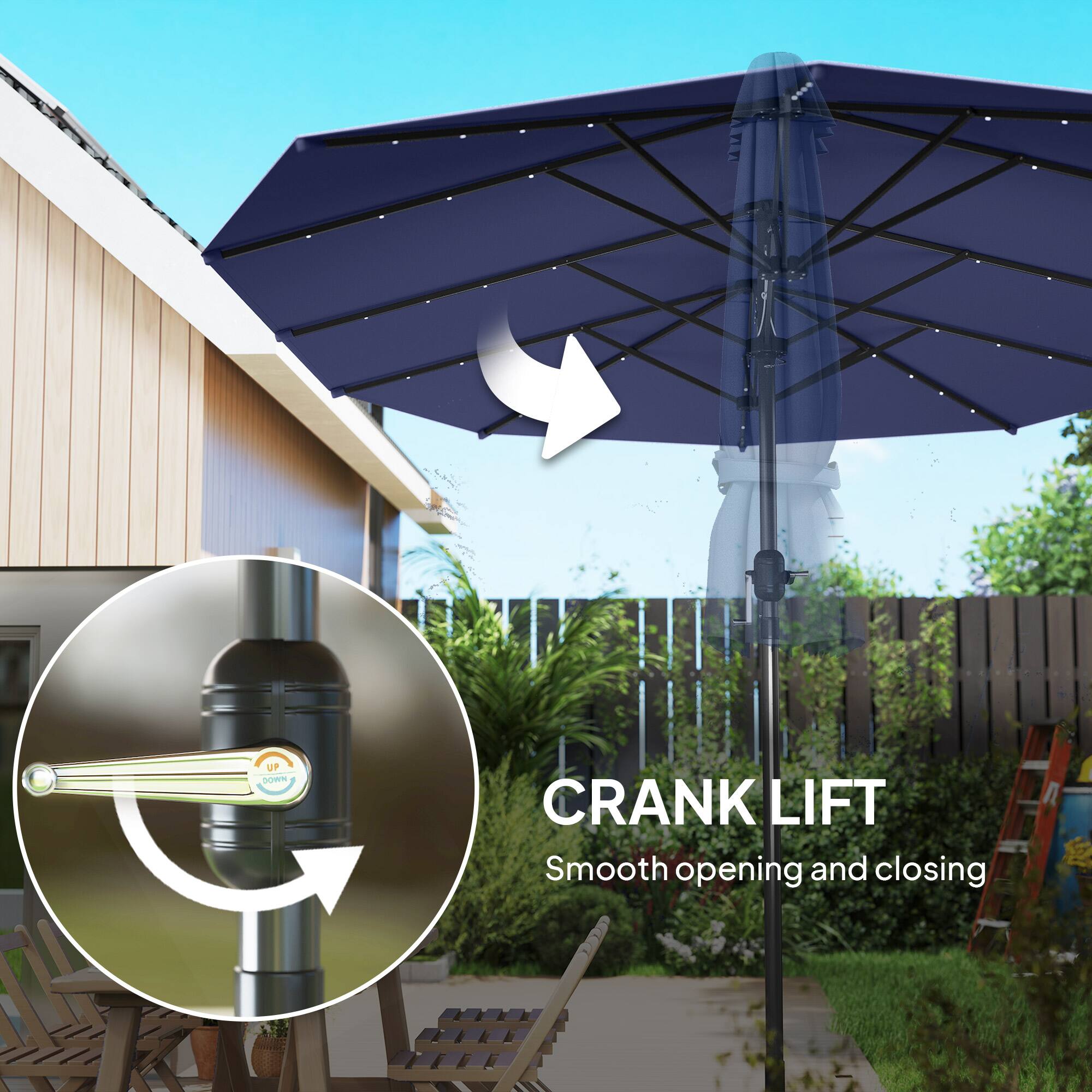 CRANK LIFT  
Smooth opening and closing