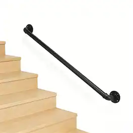Winado - Metal Industrial Stairs Grab Wall Handrail Staircase Steps, Hand Rail Safety Bar Handle for Indoor Exterior Outdoor Deck - Black