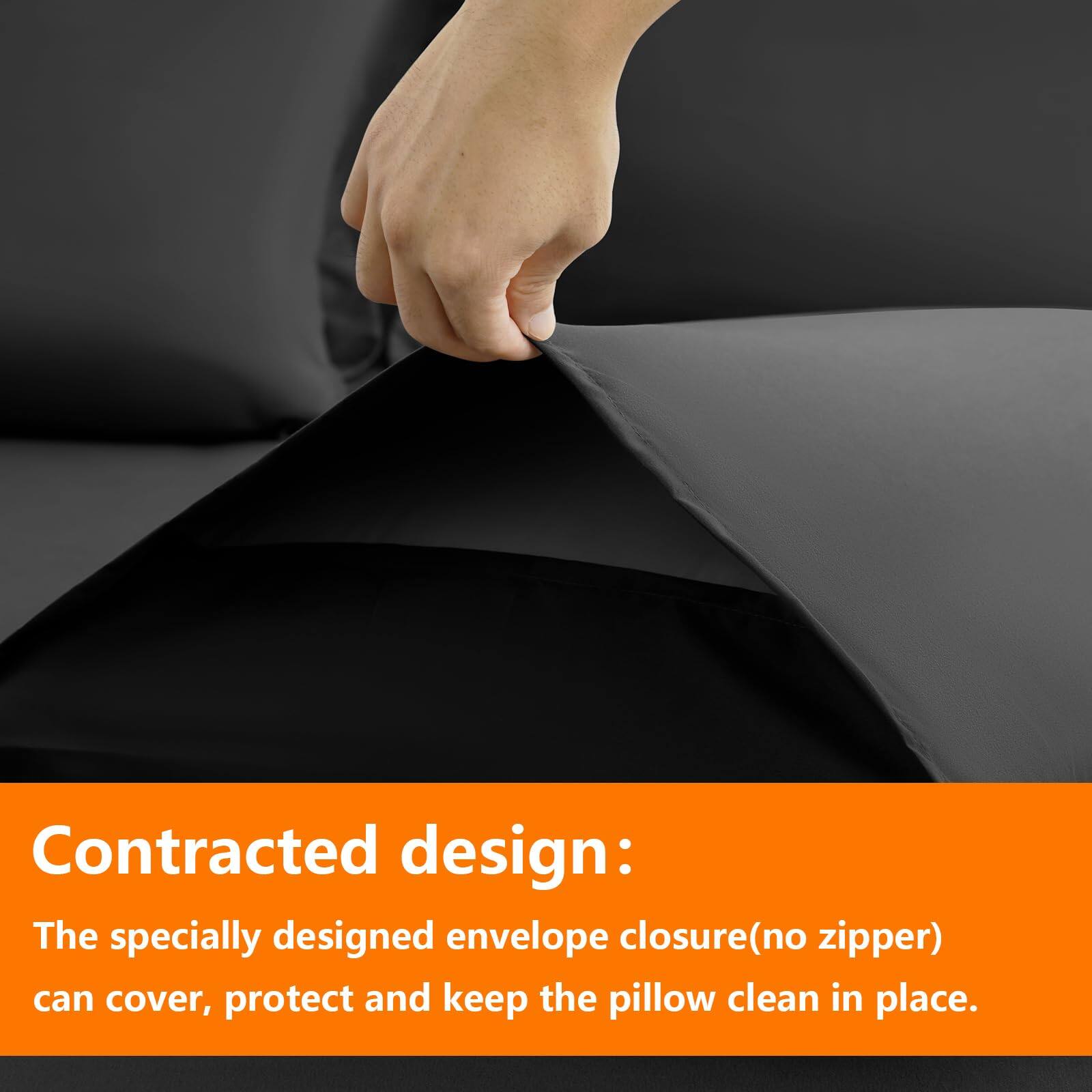 Contracted design:  
The specially designed envelope closure (no zipper) can cover, protect and keep the pillow clean in place.