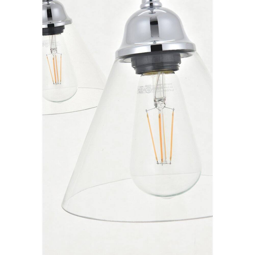 Back. Living District - Histoire 3 Light Chrome Pendant - Chrome And Clear.